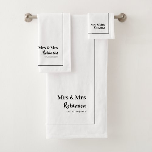 Lesbian Newlyweds Mr  Mr Personalized Bath Towel Set