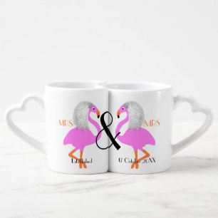 Lesbian Newlyweds Personalized Cute Wedding Gift Coffee Mug Set