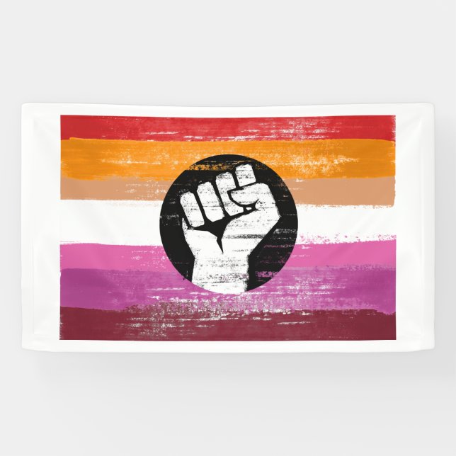 Lesbian Painted Protest Flag Banner (Horizontal)