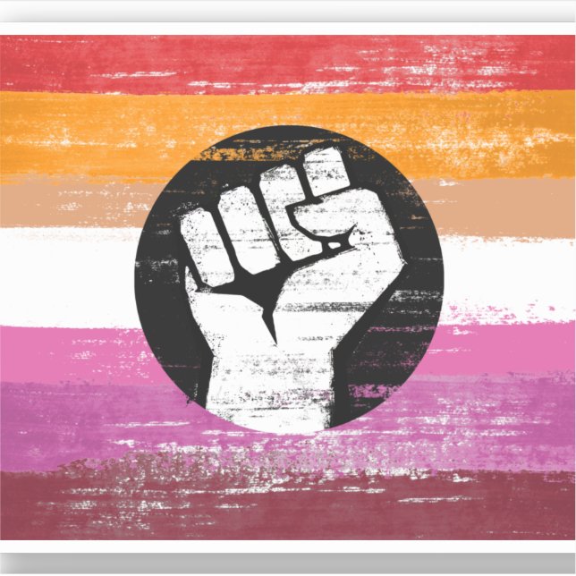 Lesbian Painted Protest Flag Sticker (Front)