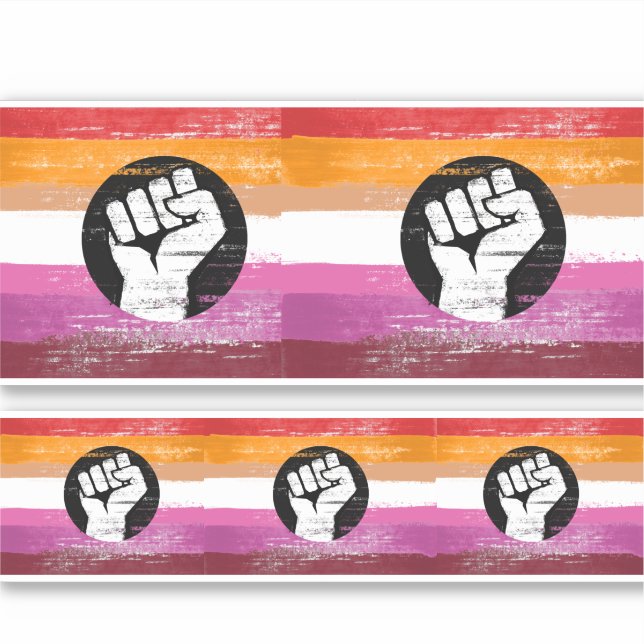 Lesbian Painted Protest Flag Sticker (Front)