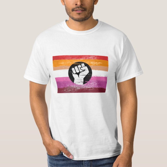 Lesbian Painted Protest Flag T-Shirt (Front)