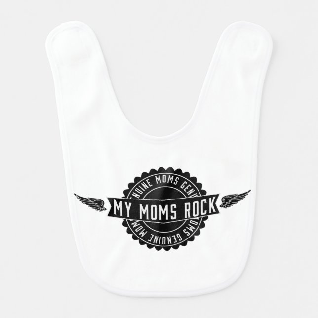 Lesbian Parents My Mom's Rock Emblem Baby Bib (Front)