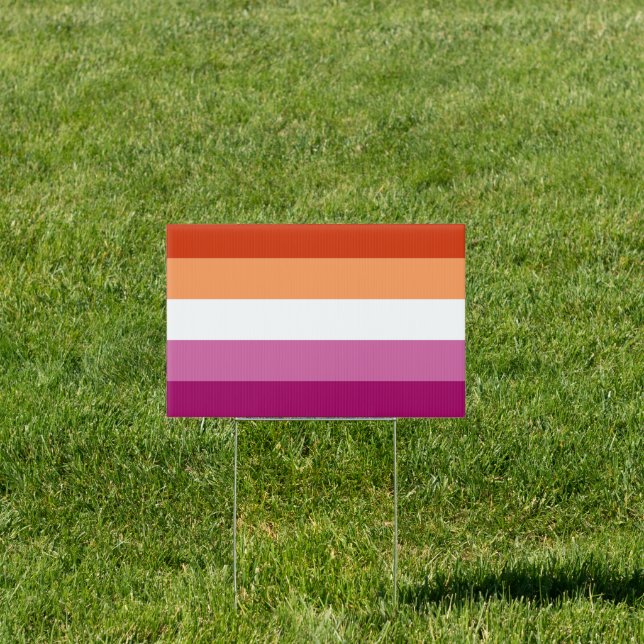 Lesbian Pride (5 Stripes) House Flag Sign (Insitu)