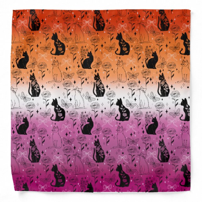 Lesbian Pride Black Cat - Mystical Witchy Bandana (Front)
