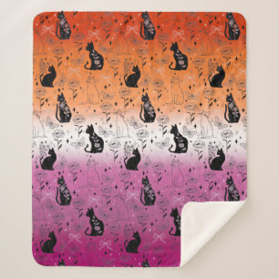 Lesbian Pride Black Cat - Mystical Witchy Sherpa Blanket