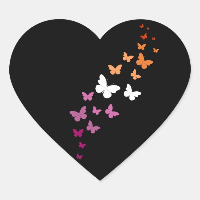 Lesbian Pride Butterfly Trail Heart Sticker (Front)