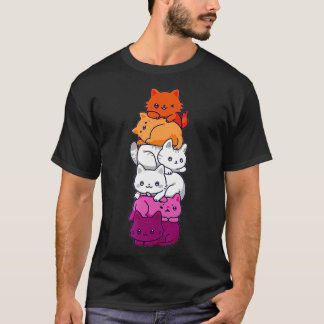 Lesbian Pride Cat LGBT Gay Flag Cute and boys T-Shirt