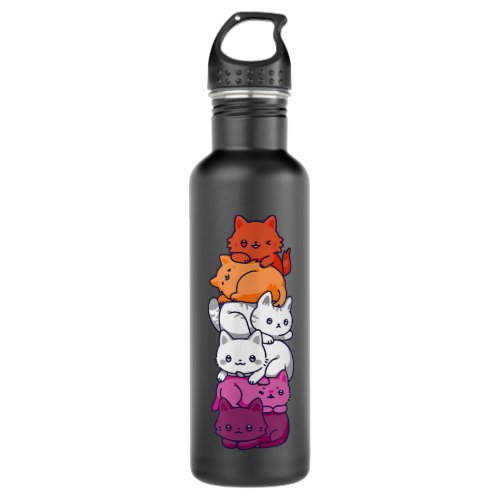 Lesbian Pride Cat LGBT Gay Flag Cute Hers and Hers Stainless Steel Water Bottle