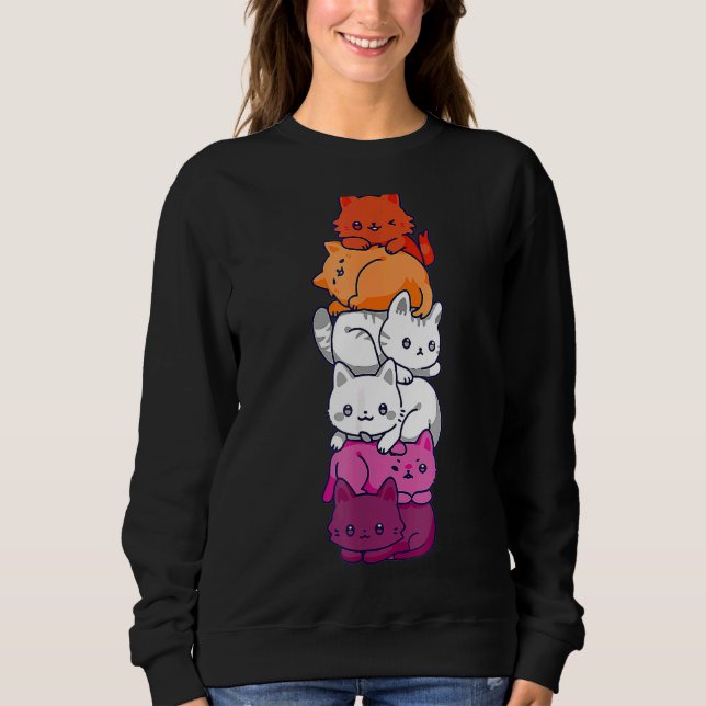 Lesbian Pride Cat Lgbt Gay Flag Cute Hers And Hers Sweatshirt (Front)