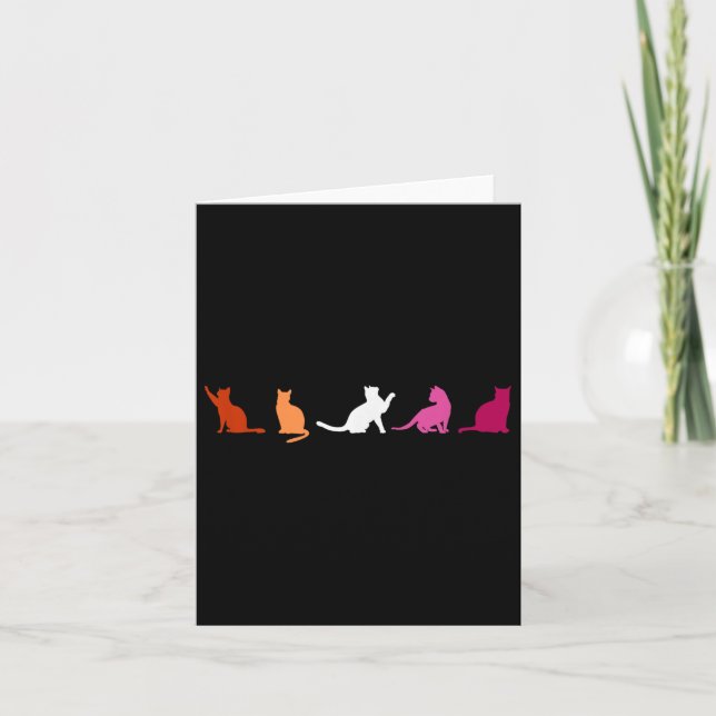 Lesbian Pride Cats, Cute Wlw Lgbtq, Subtle Lgbt Fe Card (Front)