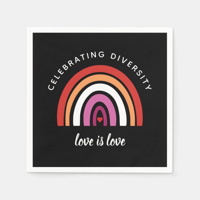 Lesbian Pride Celebrating Diversity Love Is Love Napkins (Front)