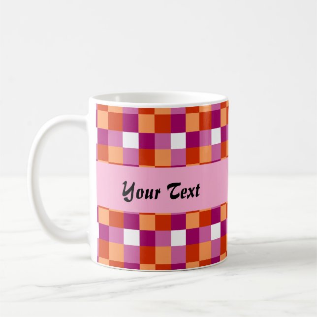 Lesbian pride colors checkered pattern  coffee mug (Left)