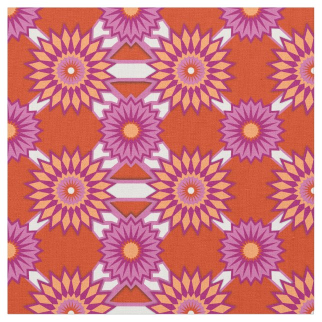 Lesbian pride colors /orange floral pattern fabric (Close Up)