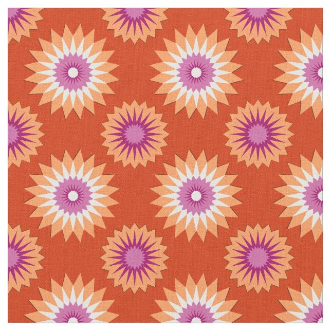 Lesbian pride colors /orange flower pattern fabric (Close Up)
