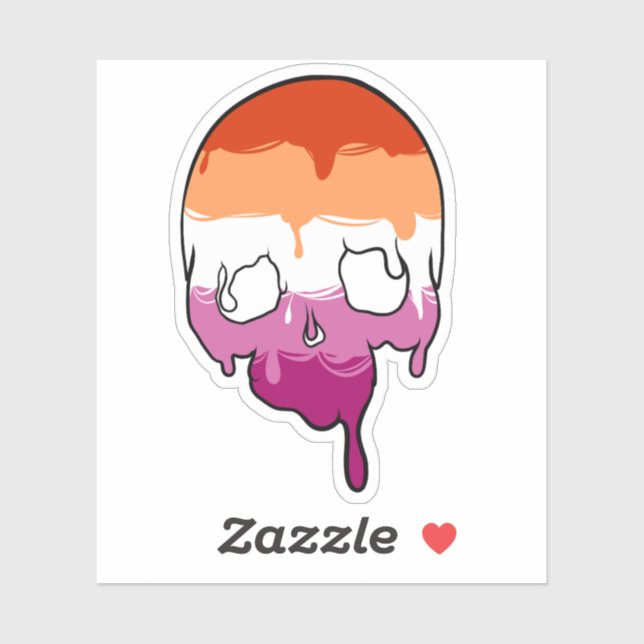 Lesbian Pride Dripping Skull Sticker (Sheet)