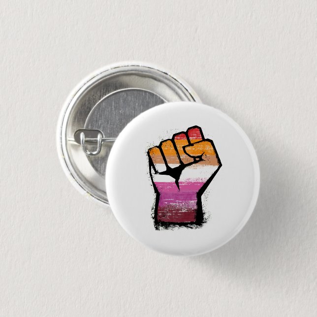 Lesbian Pride Fist Button (Front & Back)