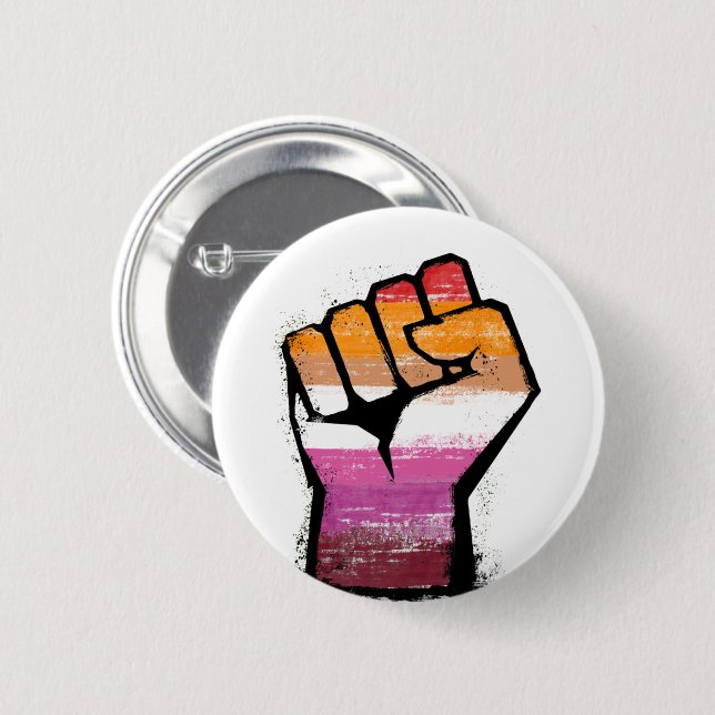 Lesbian Pride Fist Button (Front & Back)
