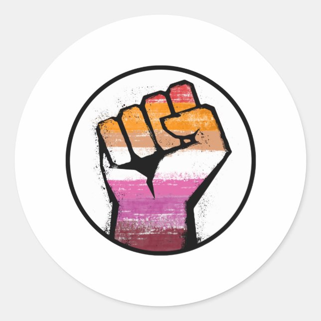 Lesbian Pride Fist Circle Classic Round Sticker (Front)
