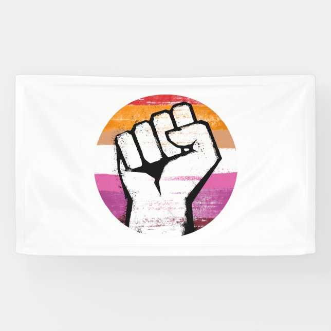 Lesbian Pride Fist Circle Print Banner (Horizontal)