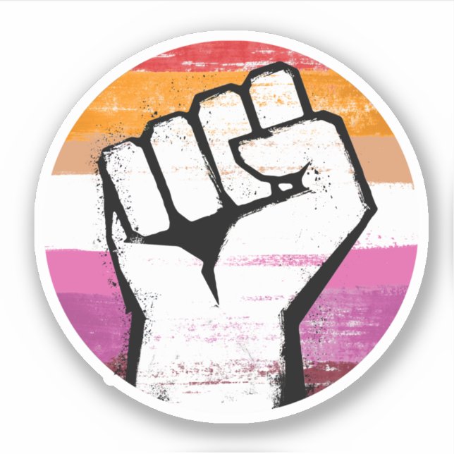 Lesbian Pride Fist Circle Print Sticker (Front)