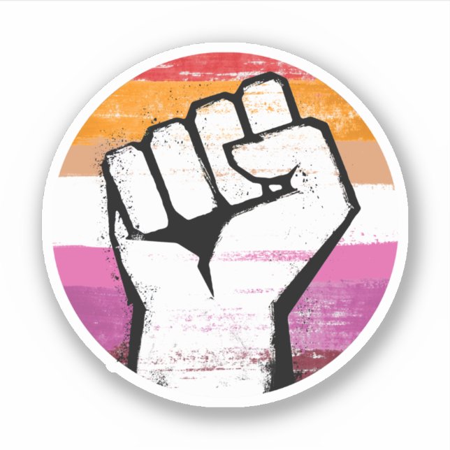 Lesbian Pride Fist Circle Print Sticker (Front)