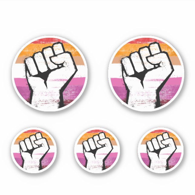 Lesbian Pride Fist Circle Print Sticker (Front)