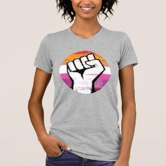 Lesbian Pride Fist Circle Print T-Shirt