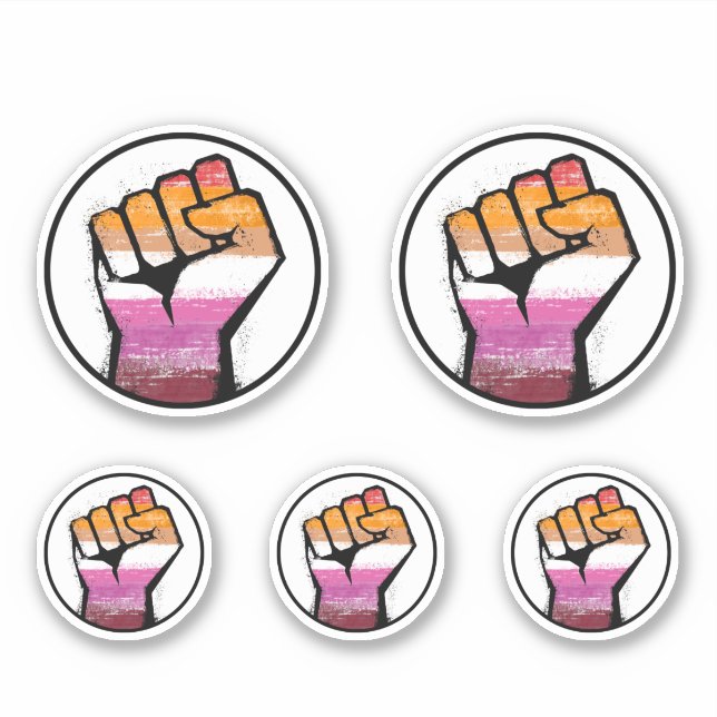 Lesbian Pride Fist Circle Sticker (Front)