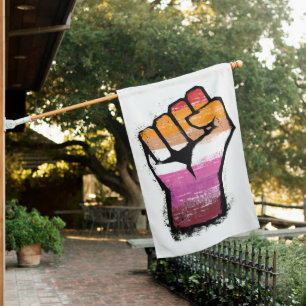 Lesbian Pride Fist House Flag