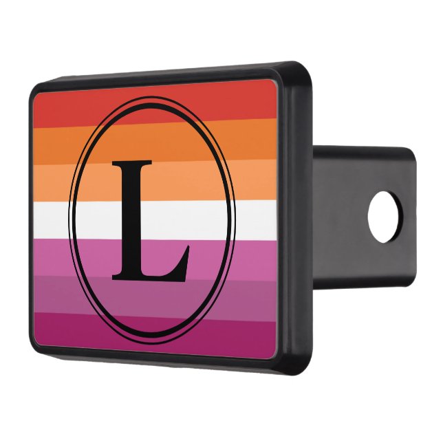 Lesbian Pride Flag (2018) Custom Monogram Tow Hitch Cover (Left)
