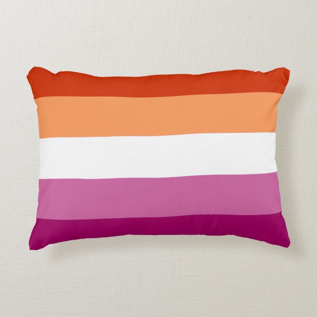 Lesbian Pride Flag (5 Stripes) Accent Pillow (Front)