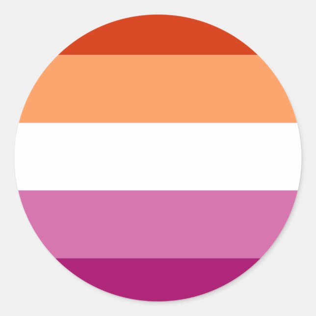 Lesbian Pride Flag (5 Stripes) Classic Round Sticker (Front)