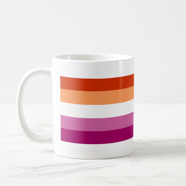 Lesbian Pride Flag (5 Stripes) Coffee Mug (Left)