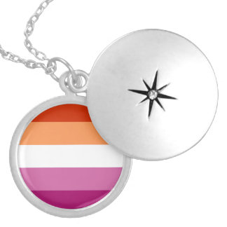 Lesbian Pride Flag (5 Stripes) Locket Necklace