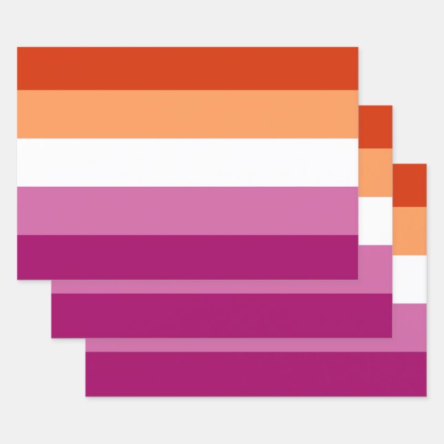 Lesbian Pride Flag (5 Stripes) Wrapping Paper Sheets (Set)