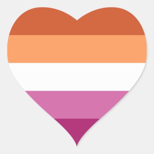 Lesbian Pride Flag Colors Heart Sticker