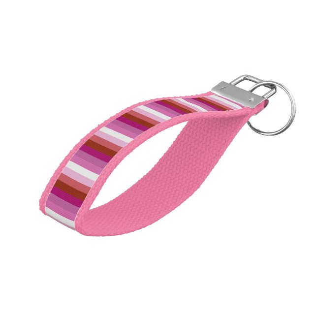  Lesbian Pride Flag Colors LGBTQ+  Wrist Keychain (Angled Up)