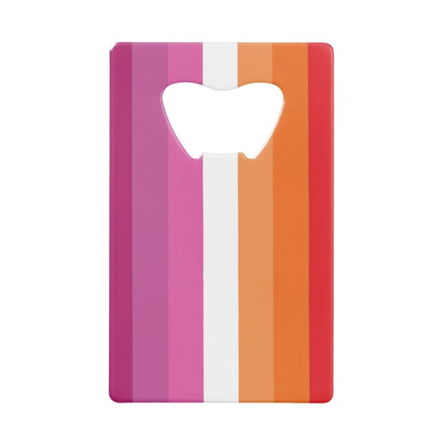 Lesbian Pride Flag Credit Card Bottle Opener (Front)
