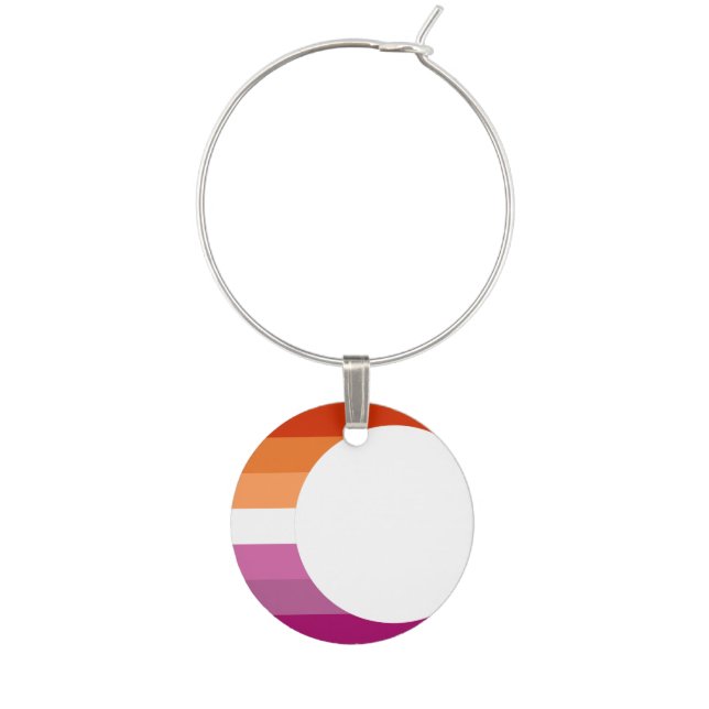 Lesbian Pride Flag Crescent Moon Wine Charm (Front)
