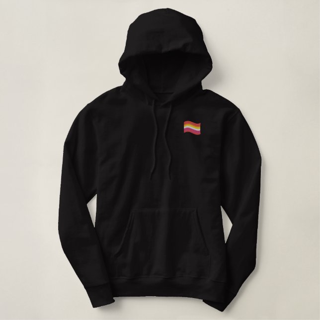 Lesbian Pride Flag Embroidered Hoodie (Design Front)