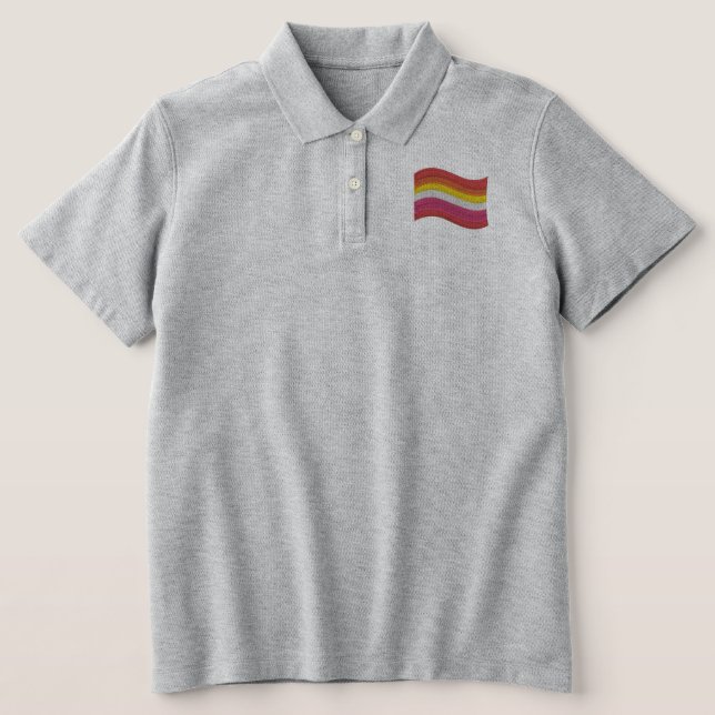Lesbian Pride Flag Embroidered Polo Shirt (Design Front)