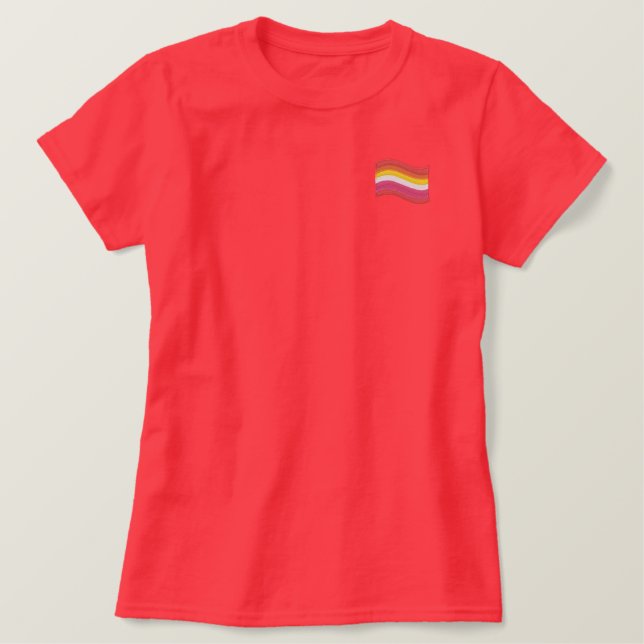 Lesbian Pride Flag Embroidered Shirt (Design Front)