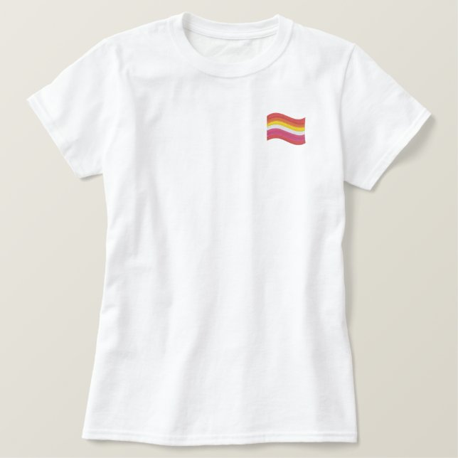 Lesbian Pride Flag Embroidered Shirt (Design Front)