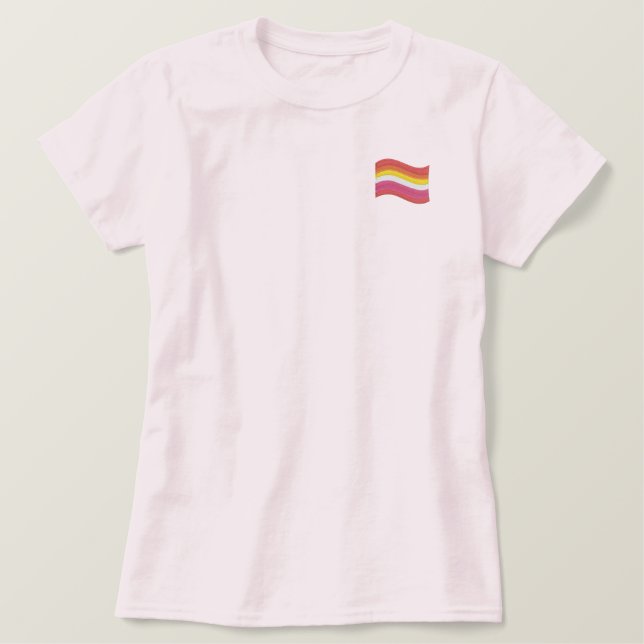 Lesbian Pride Flag Embroidered Shirt (Design Front)