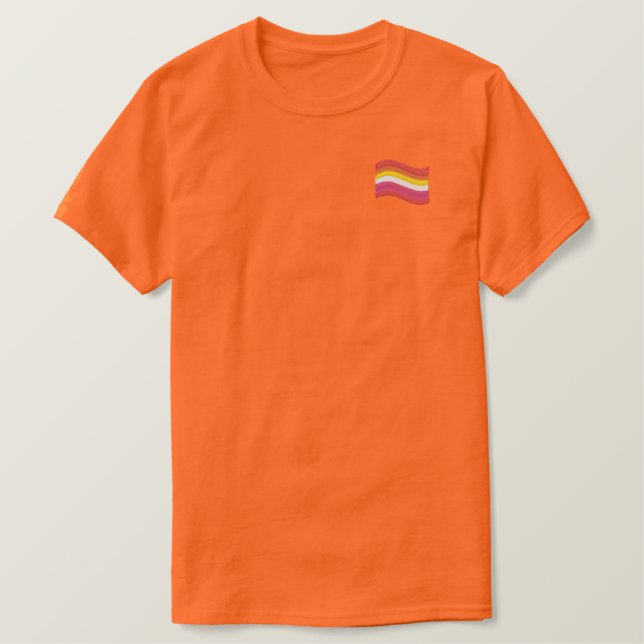 Lesbian Pride Flag Embroidered T-Shirt (Design Front)