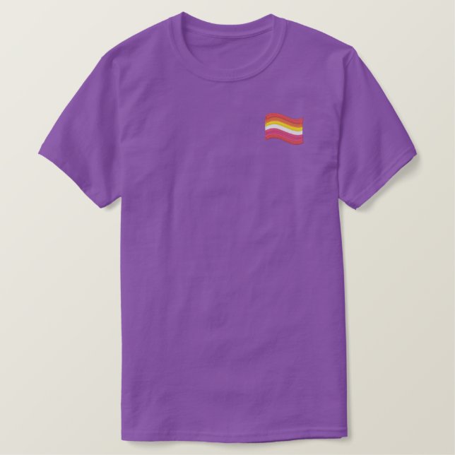 Lesbian Pride Flag Embroidered T-Shirt (Design Front)