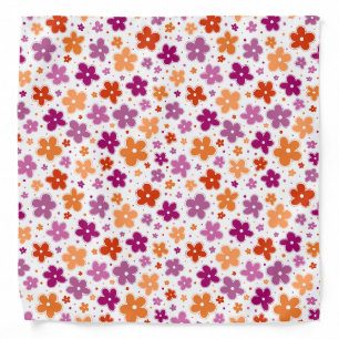 Lesbian Pride Flag Flowers Doodle Pink Red Orange Bandana