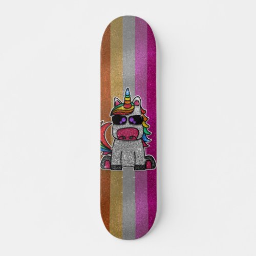 Lesbian Pride Flag Glitter Unicorn Sk8r Dope Skateboard