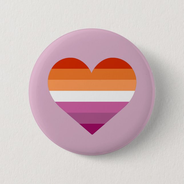 Lesbian Pride Flag Heart Design Badge Pride 2024 Button (Front)